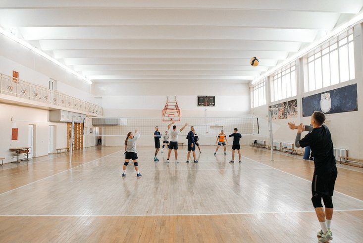 Players training inside a multi-sport hall